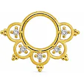 Cilla Jewels Goudkleurige Septum Clicker met Witte Zirkonia en Bloemmotief