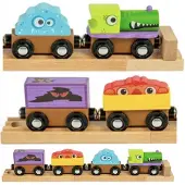 Bigjigs Monster Trein BJT610 - Houten Speelgoed Trein met 3 Wagons