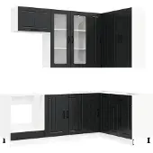 vidaXL Keukenblok LUCCA 8 st Zwart Bewerkt hout