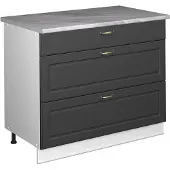 Vicco Keukenonderkast Fame-Line Anthrazit-Gold Landhaus/Wit 100 cm, WB Marmer, Model 61981