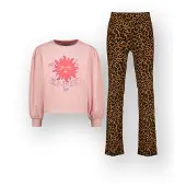 Vingino pyjama met panterprint - bruin/lichtroze Meisjes Stretchkatoen Ronde hals - maat 158/164