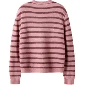 Name it KIDS rechtvallende gebreid gestreept vest - roze Meisjes Acryl Ronde hals - maat 158/164