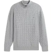 Tommy Hilfiger Big &amp; Tall kabeltrui half zip grijs