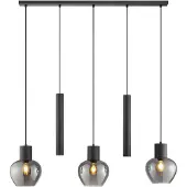 Brilliant Hanglamp Ligari - Zwart - Rookglas - 3xe27 - 2xgu10