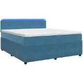 vidaXL Boxspringbed met matras en hoofdeinde, blauw, 180 x 200 cm, fluweel