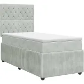 vidaXL Boxspringbed met matras, lichtgrijs, 100 x 200 cm, fluweel
