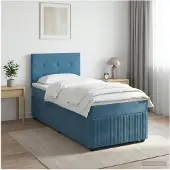 vidaXL Boxspringbed met matras Donkerblauw 90 x 200 cm Fluweel