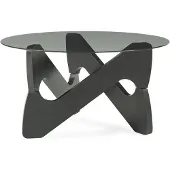 En.casa Salontafel 'Reypio' met glazen blad, diameter 70 cm, hoogte 35 cm. Kleur: zwart/grijs