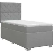 vidaXL Boxspringbed met matras Lichtgrijs 90 x 190 cm Stof