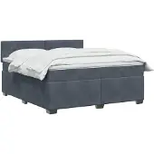 vidaXL Boxspringbed met matras Donkergrijs 140 x 200 cm Fluweel