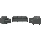 vidaXL 3-delige Loungeset met kussens stof donkergrijs