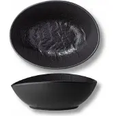 Wilmax England Wilmax Ovaal Saladekom Zwart Porselein 30x19,5x7 cm Steenlook