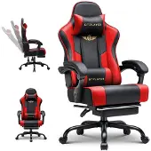 GTPLAYER Gaming Stoel - Gamer Stoel - Ergonomische gamingstoel met voetsteun, hoofdsteun en lendensteun. In hoogte verstelbaar. Gamingstoel, rood