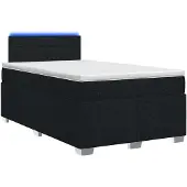 vidaXL Boxspringbed met matras en LED-verlichting, zwart, 120 x 200 cm, met stoffen bekleding