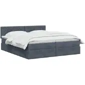 vidaXL LED-bed met opbergruimte en matras, donkergrijs, 200 x 200 cm, fluweel