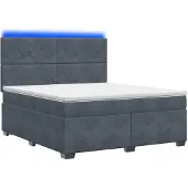 vidaXL Boxspringbed met matras, donkergrijs, 180 x 200 cm, fluweel