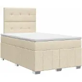 vidaXL Boxspringbed met matras, crème kleur, 120 x 190 cm, gestoffeerd