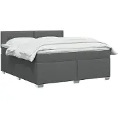 vidaXL Boxspringbed met matras en LED-verlichting, donkergrijs, 160 x 200 cm