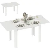 HOMCOM Extendable Dining Table-MDF-180L x 80B x 75H cm-Weiß