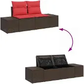 vidaXL Tuinbank Set 5 st Beige en Rood poly rattan