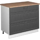 Vicco Keukenonderkast Fame-Line Donkergrijs/Wit 100 cm, WB Eik, Model 61986