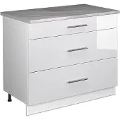 Vicco Keukenonderkast Fame-Line, Wit Hoogglans/Wit, 100 cm, WB Marmer
