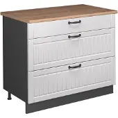 Vicco Keukenonderkast Fame-Line Wit Landhuis/Antraciet 100 cm, WB Eik, Model 62031