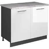 Vicco Wastafelkast Fame-Line Wit Hoogglans/Antraciet 100 cm, WB Marmer, Model 61949