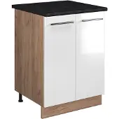 Vicco Wastafelkast Fame-Line Wit Hoogglans/Goudkleurig Eiken 60 cm, Model 65246