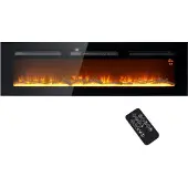 HOMCOM Electric Fireplace-Stahl, Hartglas-152,4L x 15,8B x 45H cm-Schwarz