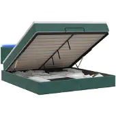 vidaXL Ottomanbed met matras en LED-verlichting, donkergroen, 140 x 190 cm, fluweel