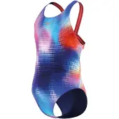Speedo Print Leaderback 1p Kinderbadpak (roze / Blauw) 152 Roze / Blauw