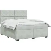 vidaXL Boxspringbed met matras, lichtgrijs, 180 x 200 cm, fluweel