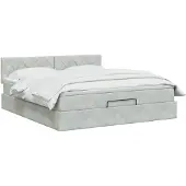 vidaXL Ottomanbed met matras en LED-verlichting, lichtgrijs, 160 x 200 cm, fluweel