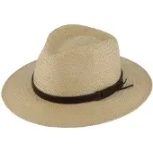 Fiebig Zomerhoed Traveller met kunstlederen band Beige maat L