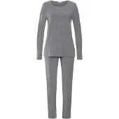 Hanro Pyjama 'Natural Elegance' donkergrijs