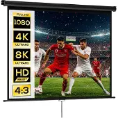 HOMCOM ROLIPO-Projectiescherm-171 x 128 cm- 84 inch-4:3-HD/4K-kunststof & metaal-huisbioscoop