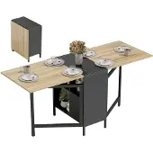 HOMCOM Inklapbare eettafel-MDF, ijzer-169 x 60 x 75 cm-Zwart