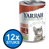 Yarrah 12x cat bio blik brokjes saus kip 405gr