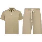 Enos Zomerset ribbed oversized polo shirt en korte broek