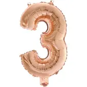 Globos Nordic Folie Ballon Cijfer 3 Rose goud 41 cm
