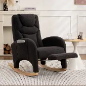 Sweiko Schommelstoel - Relaxfauteuil - Teddy - Met voetsteun - Donkergrijs