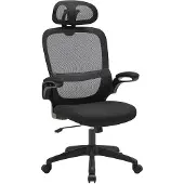 Vente-unique Ergonomische bureaustoel met hoofdsteun - Stof - Zwart - NIRANO