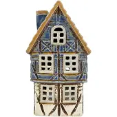 Clayre & Eef Waxinelichthouder Huis Blauw Keramiek
