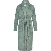 Ten Cate Dames Badjas Fleece - groene badjas stippen - maat M