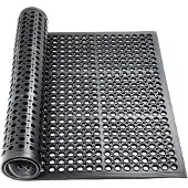 ANRO Rubberen deurmat Zwart 90x150 cm - Ringmat - Antislip