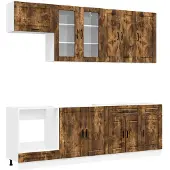 vidaXL Keukenelement PORTO, 8 stuks, gerookt eikenhout, houtvezel