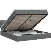 vidaXL Ottoman bed met matras Donkergrijs 200 x 200 cm Stof
