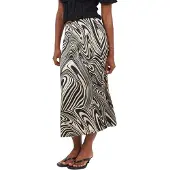 Brave Soul Midi-rok met wervelend patroon voor dames (Zwart)