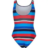 Zoggs Dames Gestreepte Scoopback Eénstuk Badpak (Multikleur Print)
